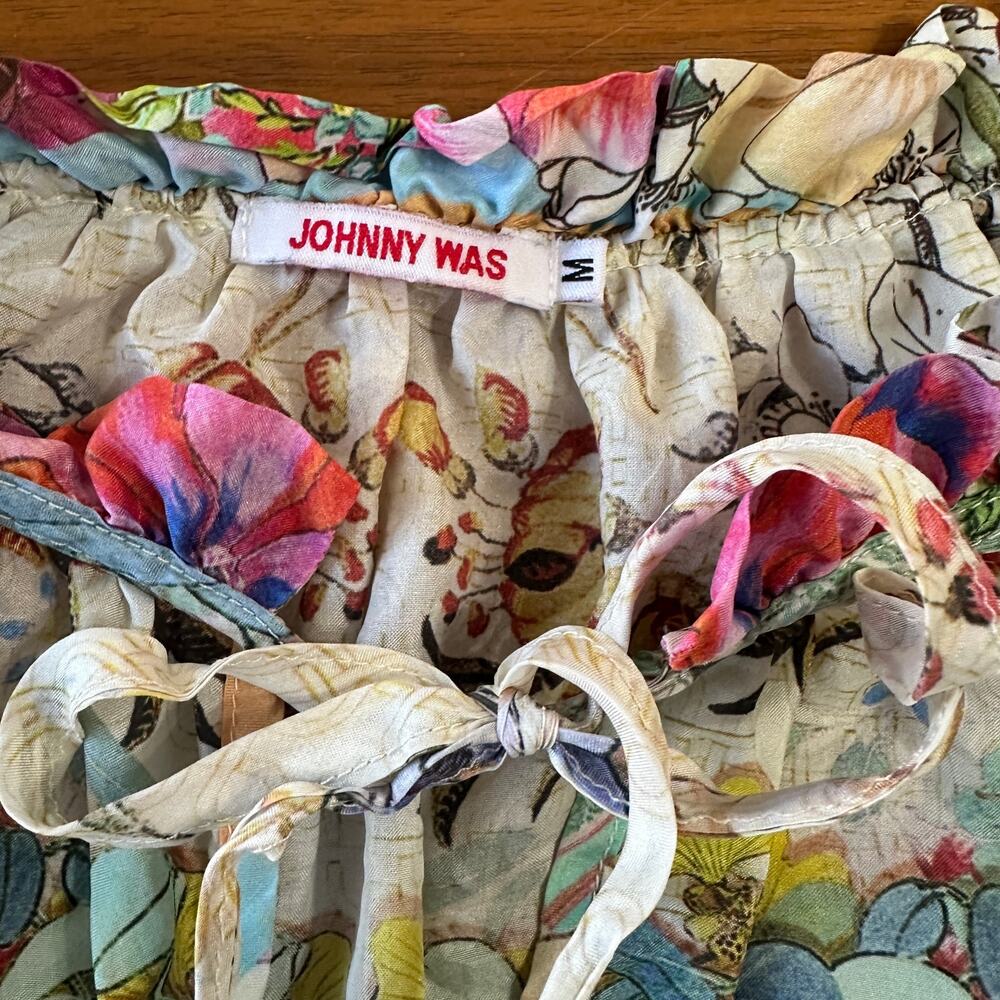 Johnny Was Daria Silk Blouse, Boho Chic, 100% silk, vacation, resort, Medium - Picture 8 of 11